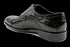 Men's Black, Calfskin, Designer Derby Shoes with Croc & Iguana Pattern